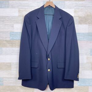 Jos A Bank Kent Hopsack Blazer Navy Blue Gold Buttons Wool Single Vent Mens 46L